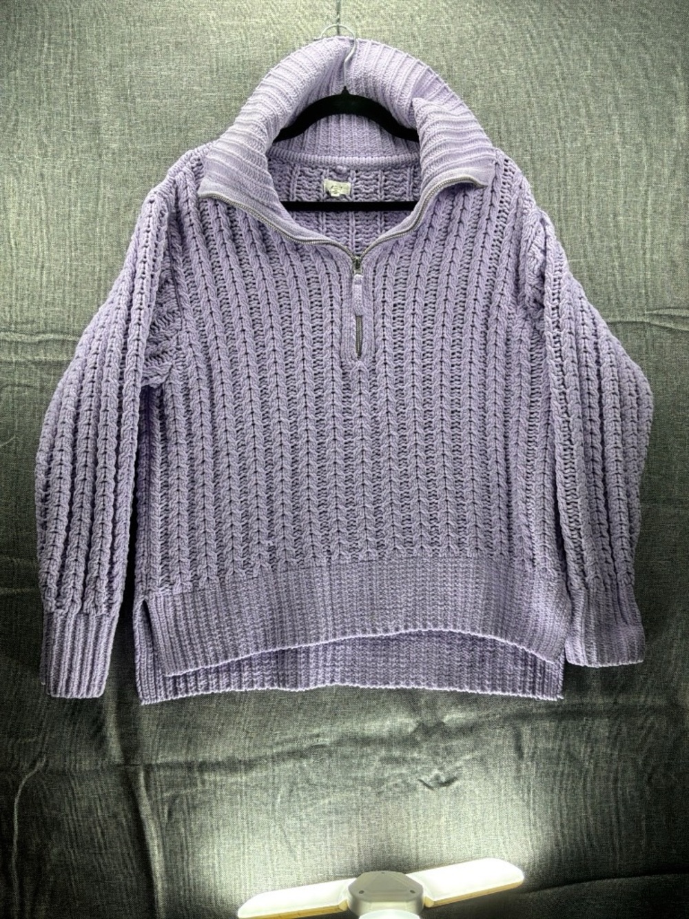 aerie Lavender Cable-Knit Half-Zip Sweater